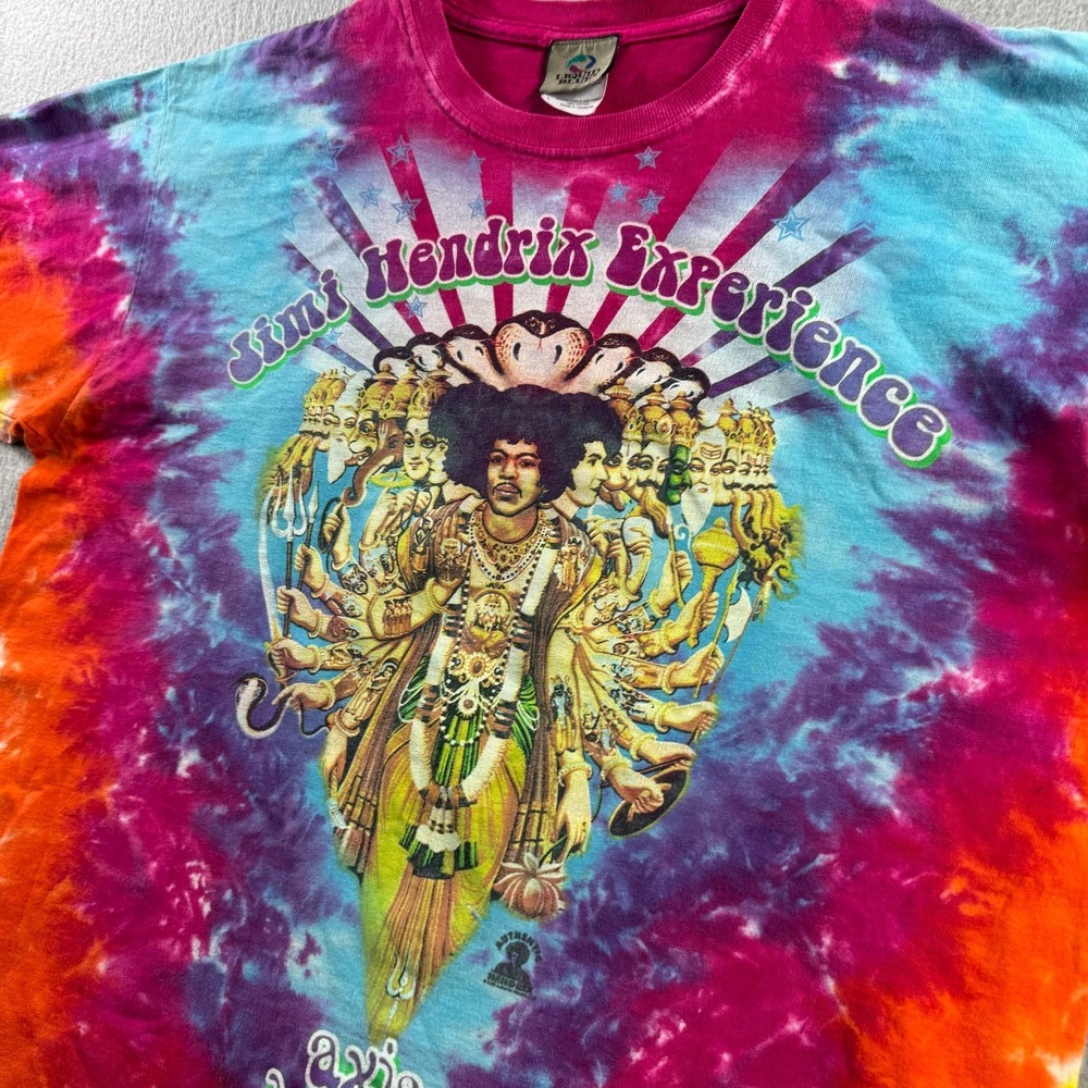 Vintage Jimi Hendrix Shirt Mens Large Liquid Blue Tie Dye Band 2006 Y2K